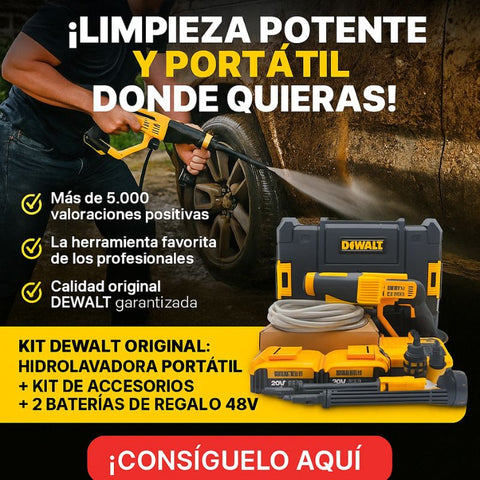 KIT DEWALT ORIGINAL: HIDROLAVADORA PORTATIL + KIT ACCESORIOS + 2 BATERIAS DE REGALLO 48V - PROMOCION CIERRE DE LA TIENDA